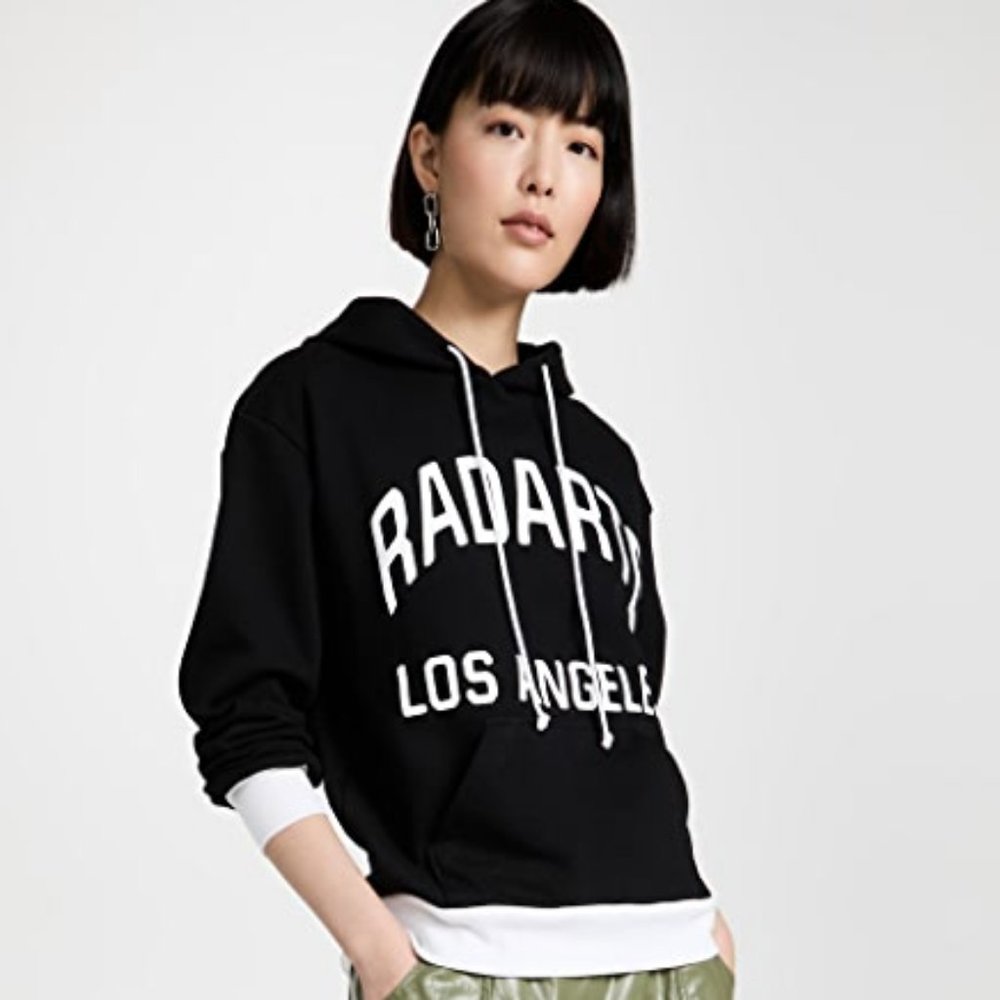 Rodarte RADARTE Logo Hoodie Black and White Small Hooded Sweatshirt Cozy Cotton